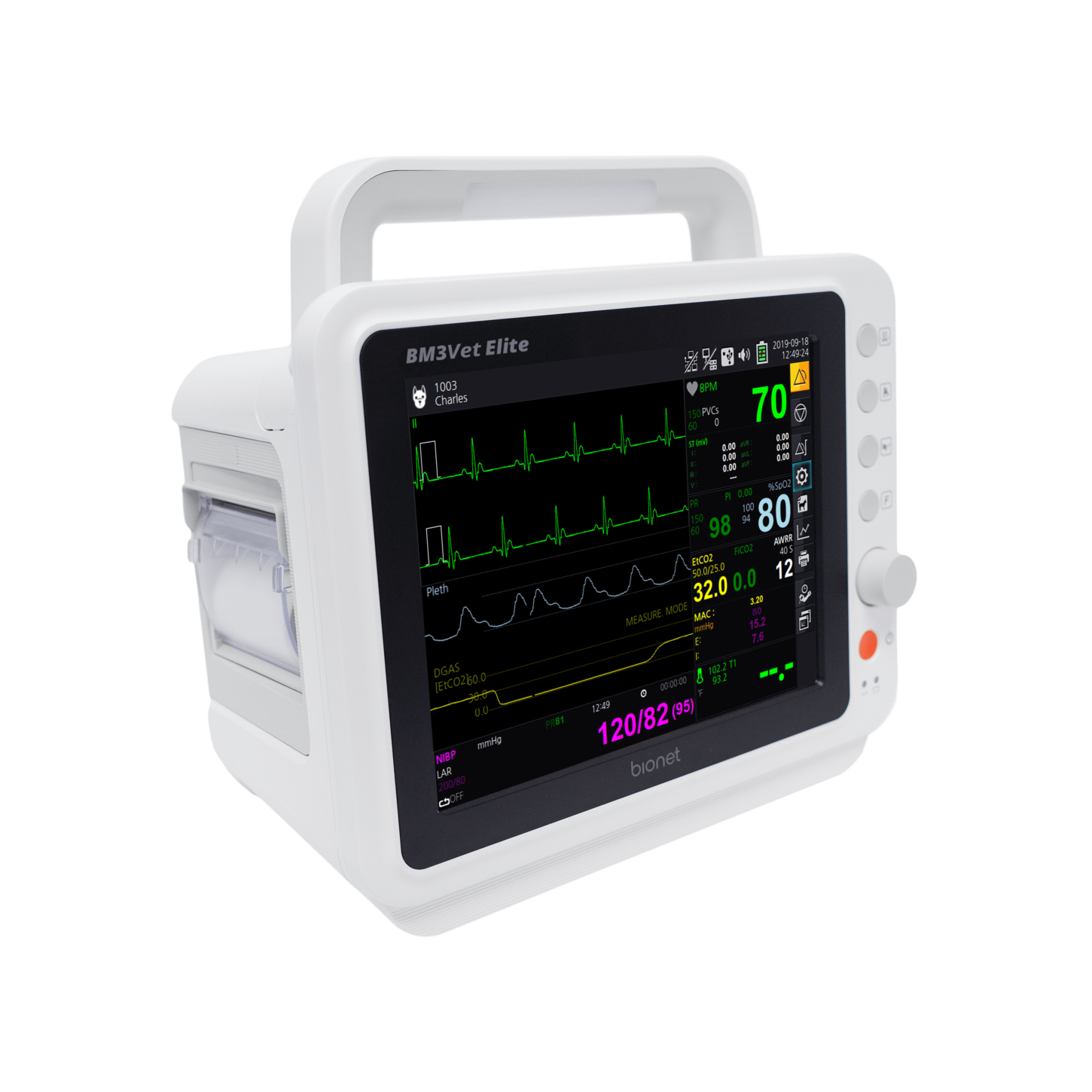 BM3Vet Elite - Bionet Multi-Parameter Touch Screen Veterinary Monitor