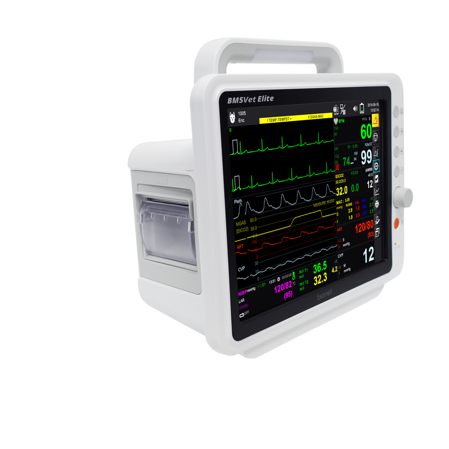 BM5Vet Elite - Bionet Multi-Parameter Touch Screen Veterinary Monitor