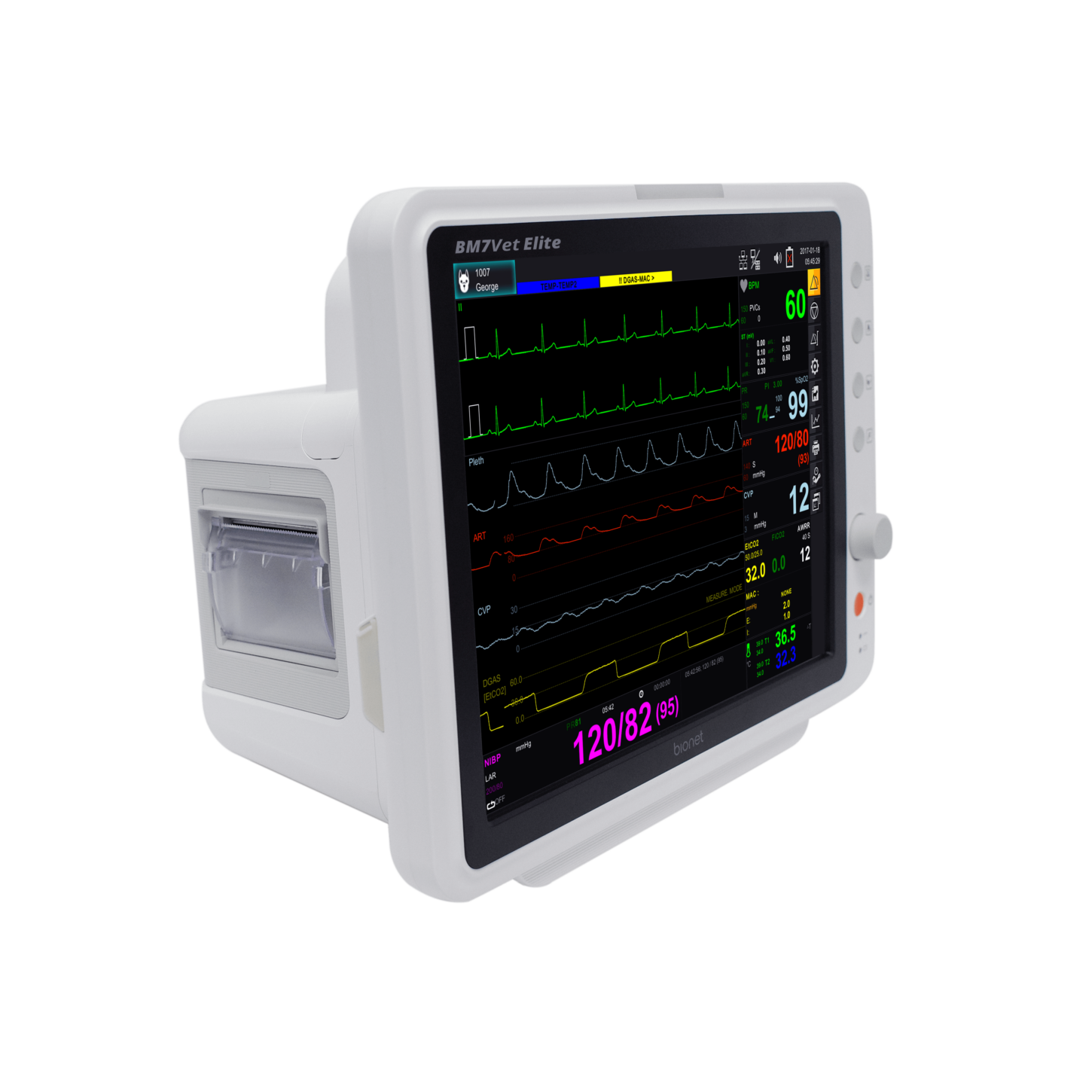 BM7Vet Elite - Bionet Multi-Parameter Touch Screen Veterinary Monitor